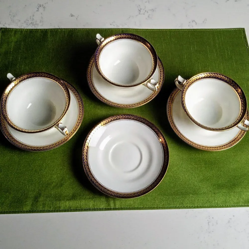 George Jones Fine China Bouillon Bowls & Saucers